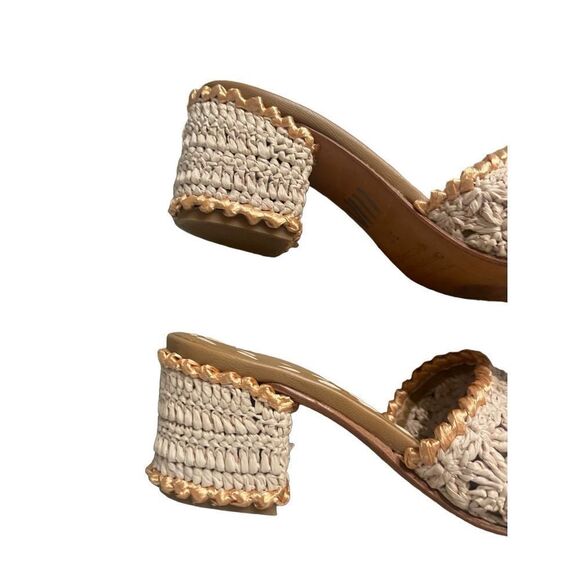 Carrie Forbes Womens Natural Abdel Raffia Mules Sandals Size 37 - Picture 4 of 8